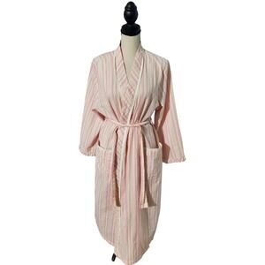 Appleseed Vintage Womens Seersucker Bathrobe Size Petite Medium Cozy Classic